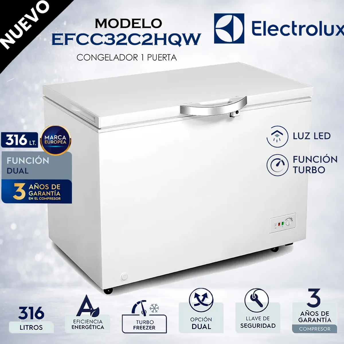 ELECTROLUX - Congeladora Electrolux Frost Horizontal 316 Litros EFCC32C2HQW
