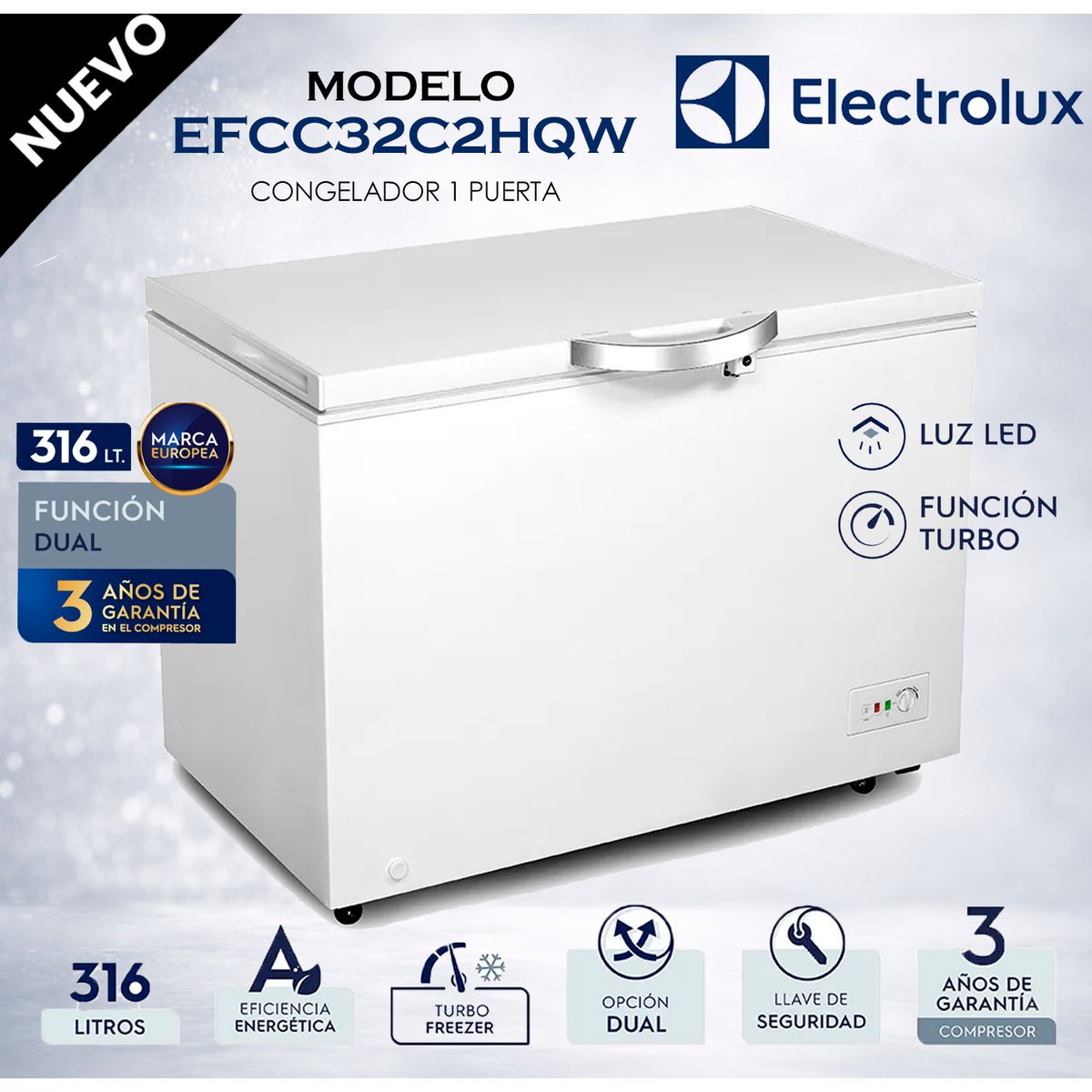 ELECTROLUX - Congeladora Electrolux Frost Horizontal 316 Litros EFCC32C2HQW