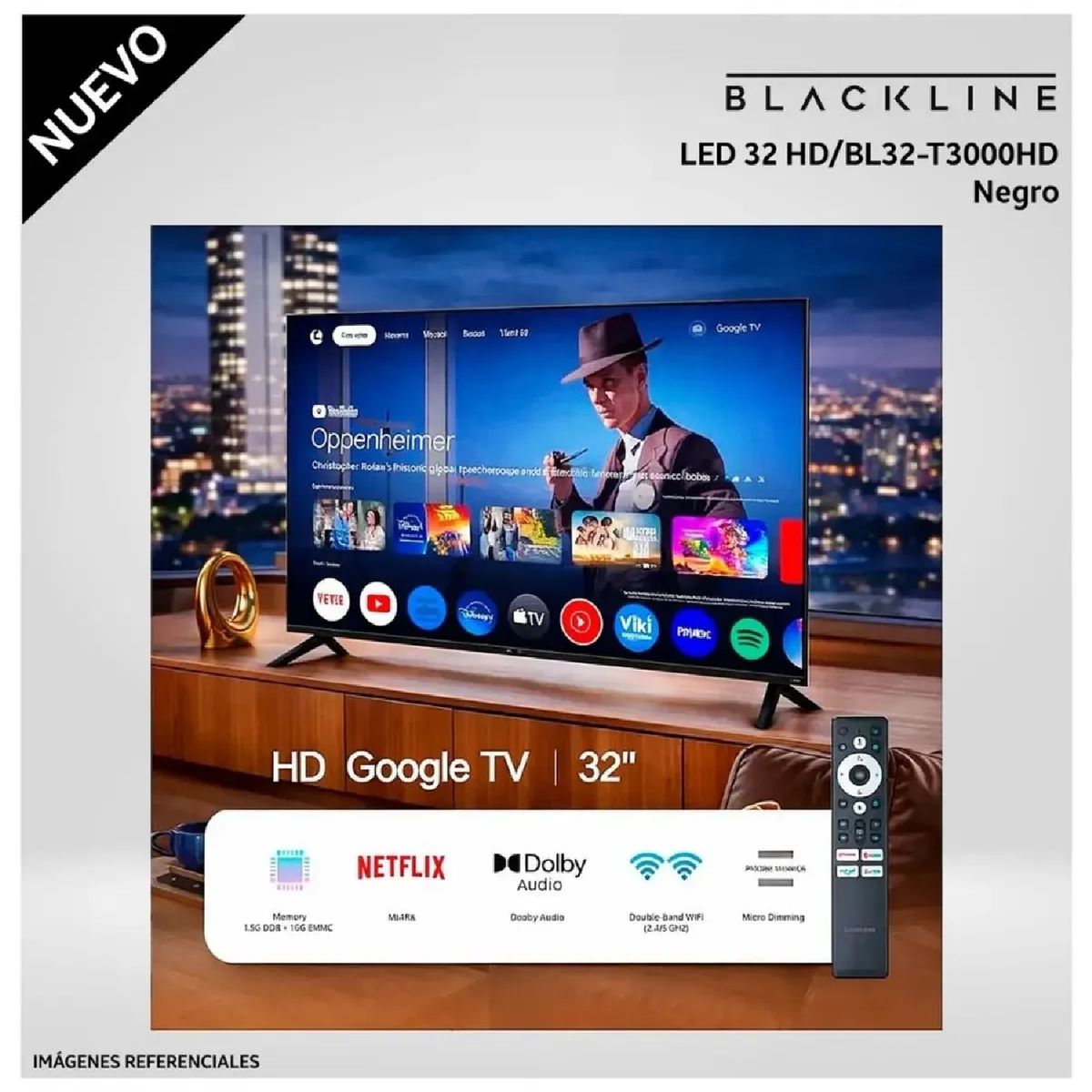 BLACKLINE - Televisor Smart TV LED 32” HD BLACKLINE BL32-T3000HD Modelo Nuevo