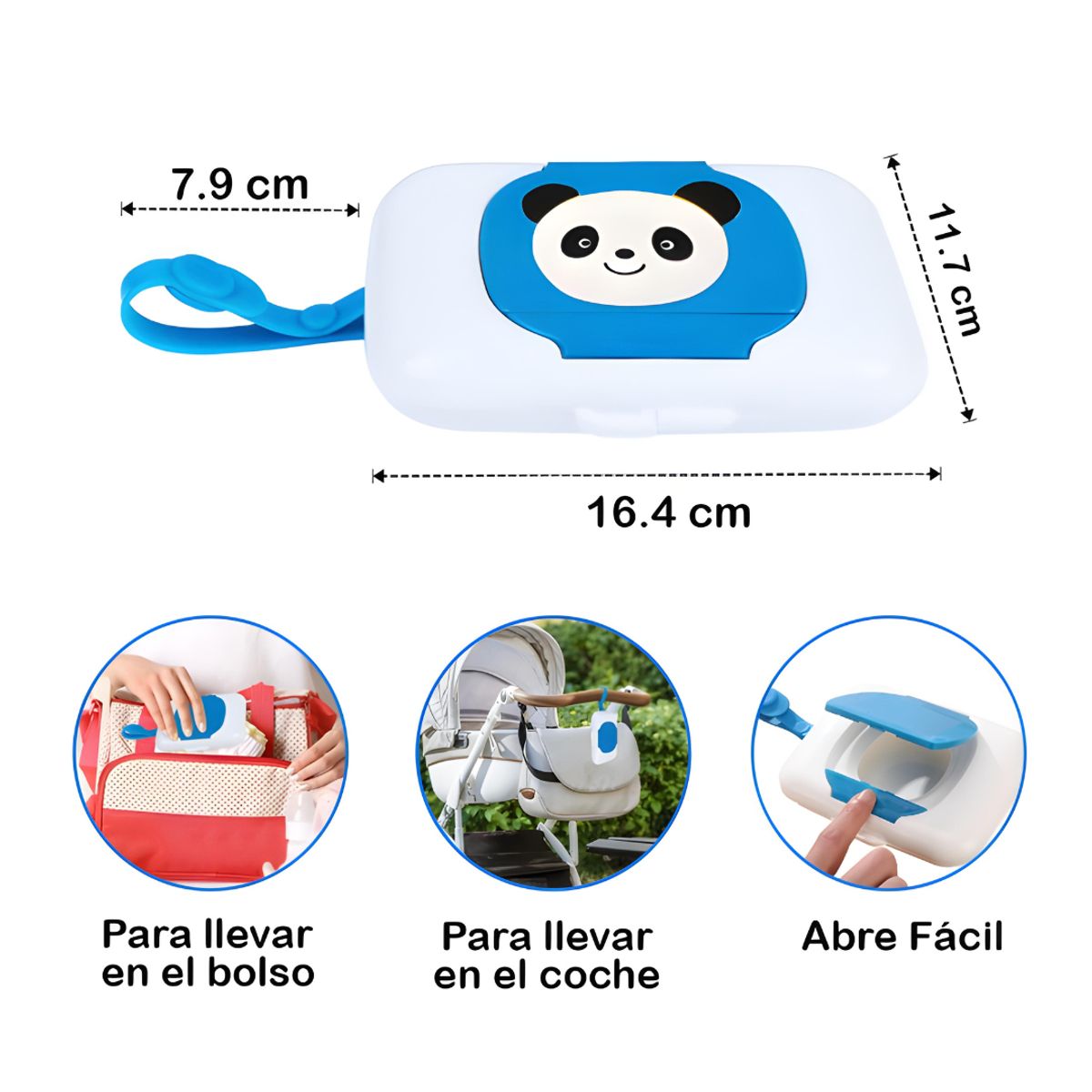 BABY - Estuche Porta Toallitas Húmedas Bebé AZUL - Portátil y Reutilizable
