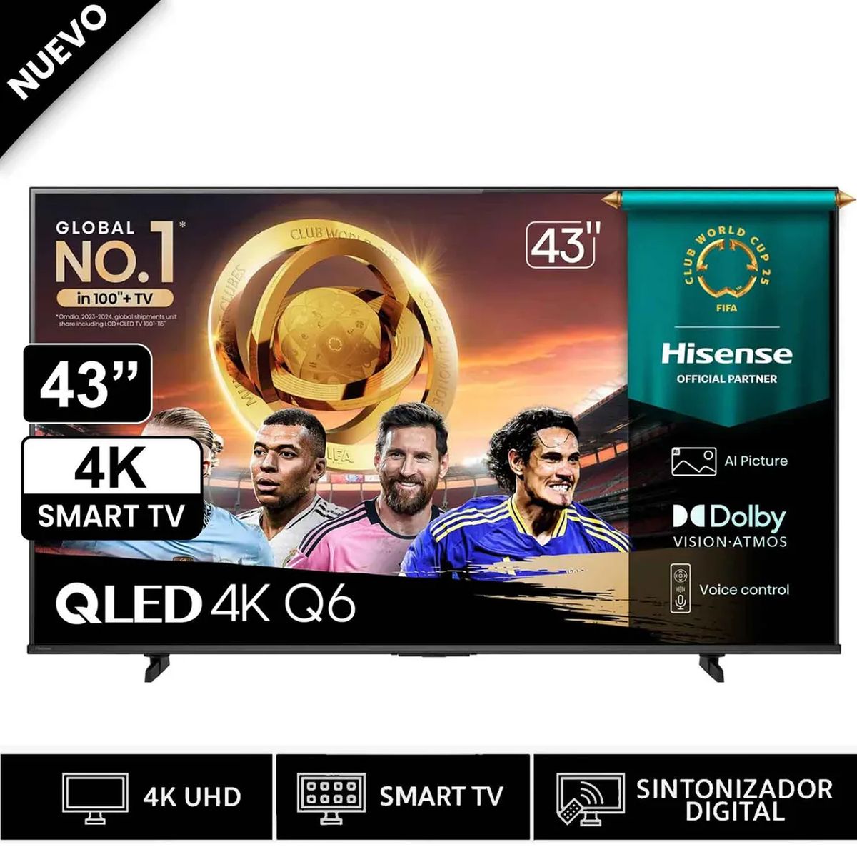 HISENSE - Televisor Hisense Smart TV 43 QLED 4K UHD 43Q6QV