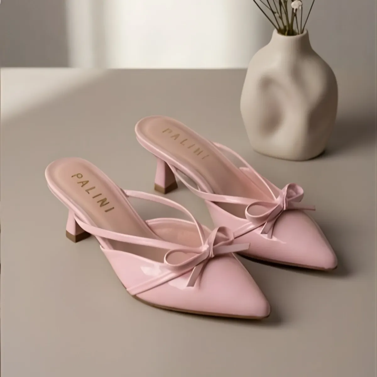 PALINI SHOES - taco 5 de vestir en punta color rosa