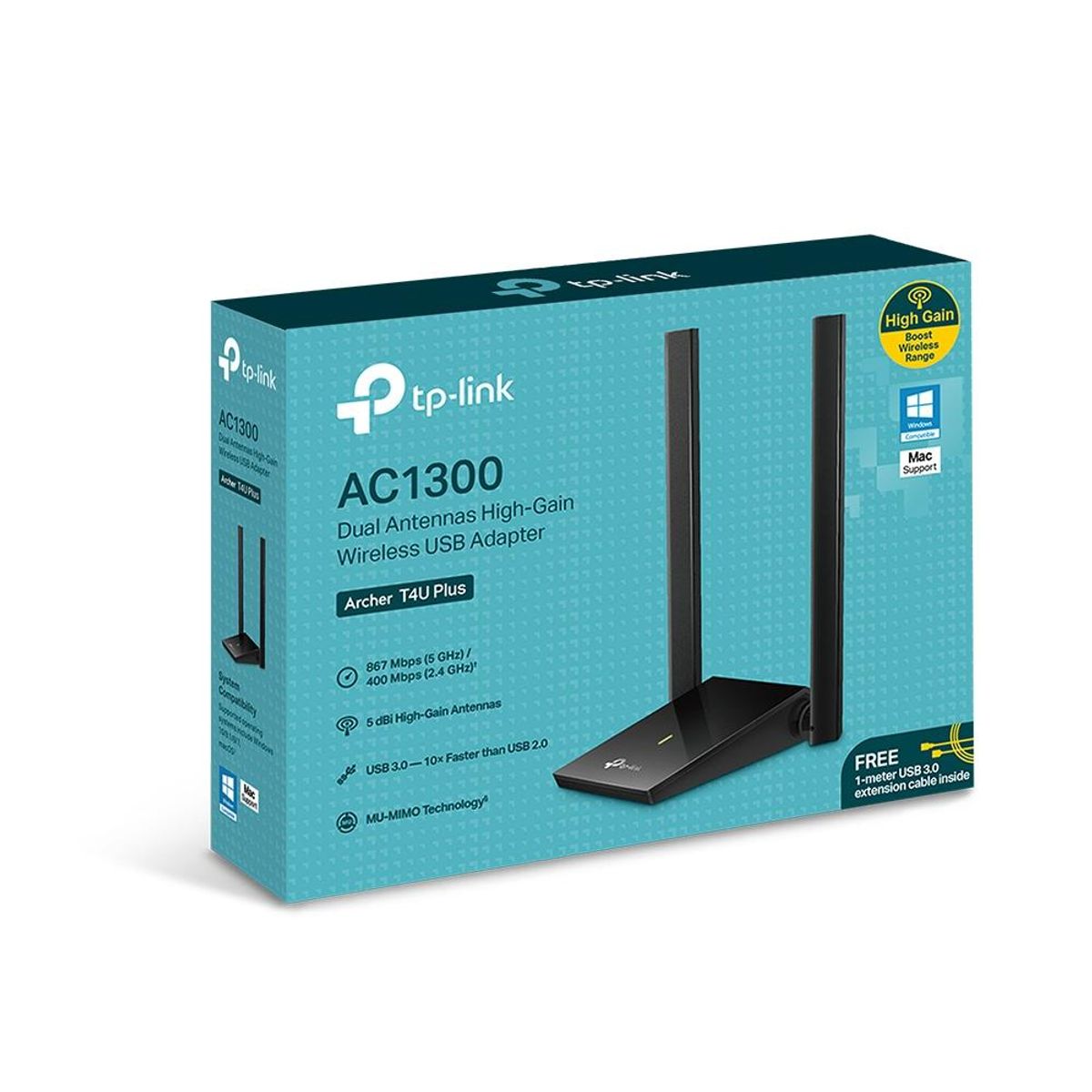 TP LINK - Adaptador USB WiFi TP-Link Archer T4U Plus AC1300 Doble Banda