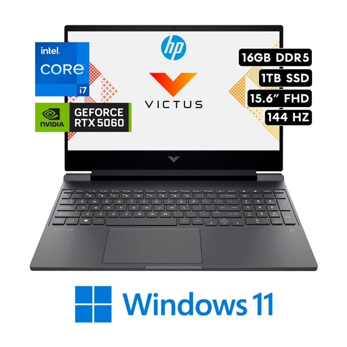 HP - Laptop HP Victus 15-FA2093DX Intel Core i7-13620H 16GB RAM 1TB SSD RTX 5060-8 GB 15.6"  FHD 144Hz
