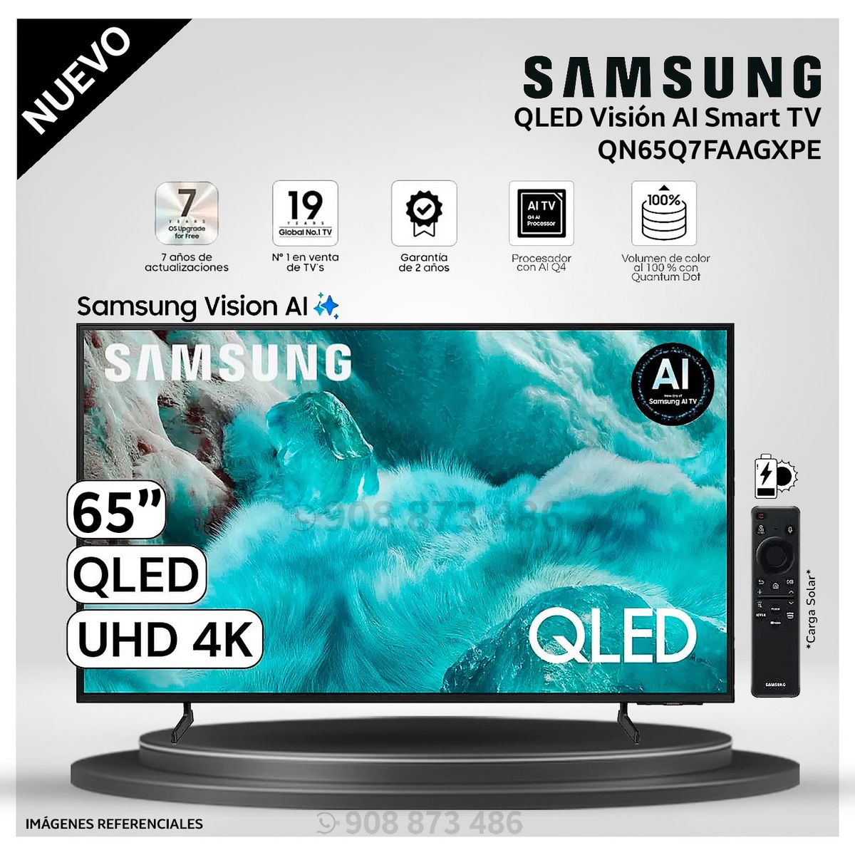 SAMSUNG - Televisor Samsung QLED 65 Visión AI Smart TV QN65Q7FAAG - Modelo Nuevo