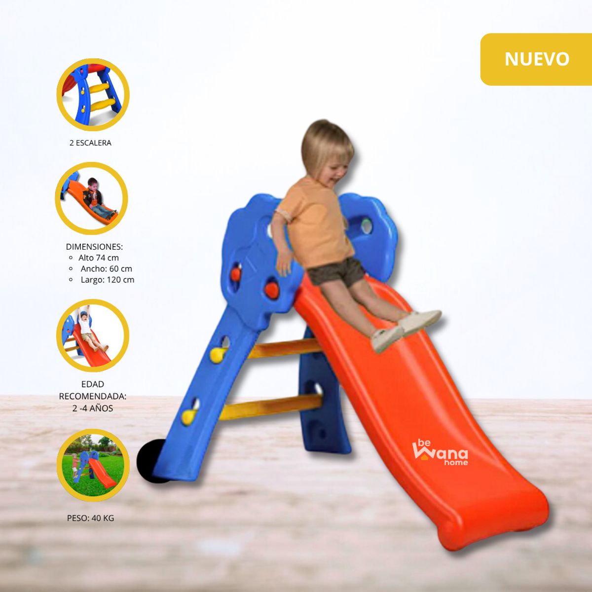 EVERBEST - Tobogán con Canasto para Niños  «RIDERE» Red
