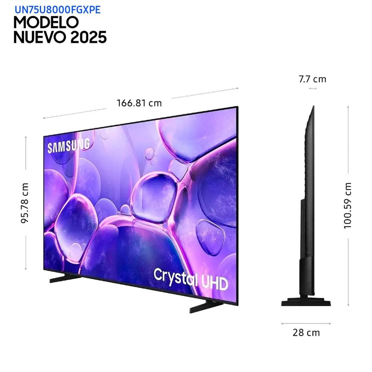 SAMSUNG - Televisor Samsung 75 Pulg. Crystal Smart Tizen TV UHD 4K UN75U8000FG-Modelo Nuevo