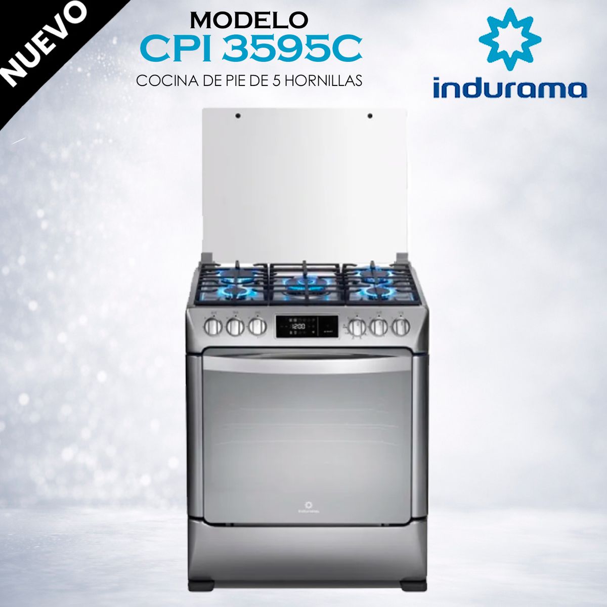 INDURAMA - CPI-3595C - Cocina Smart 30 Pulgadas 5 Hornillas Croma Indurama