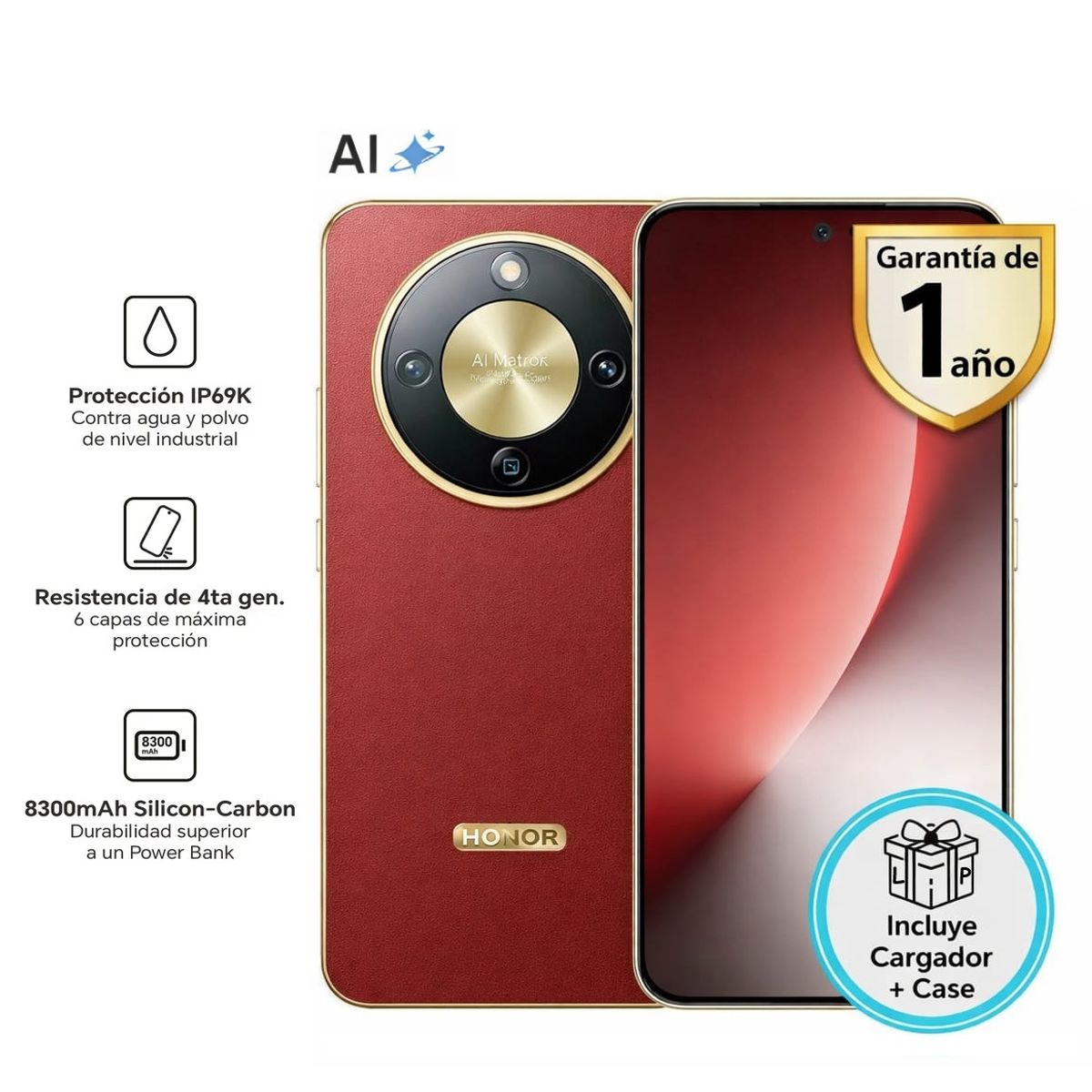 HONOR - MAGIC 8 LITE 5G ROJO 8RAM 256GB – REGISTRADO