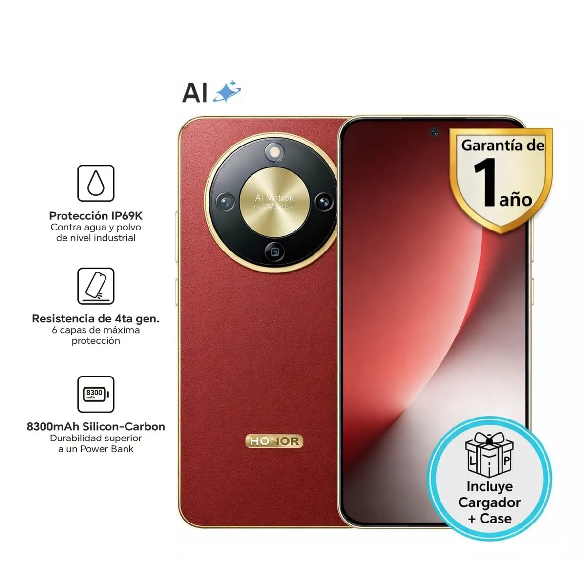 HONOR - MAGIC 8 LITE 5G ROJO 8RAM 256GB – REGISTRADO