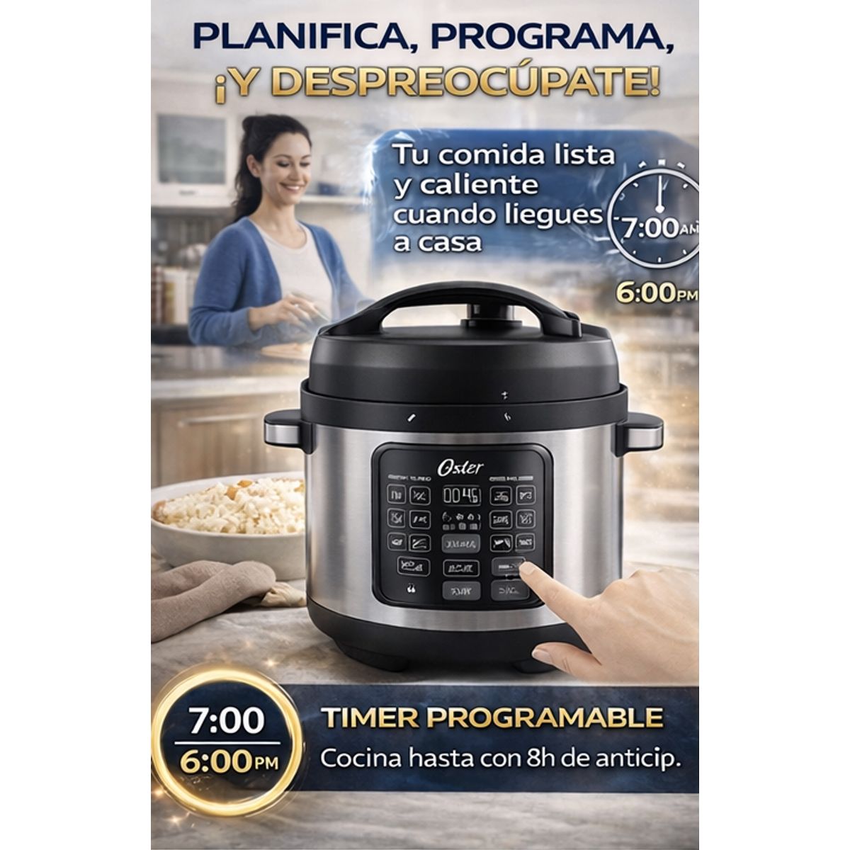 OSTER - Multiolla Oster 5.7L 14 Funciones Olla a Presión Eléctrica Digital CKSTPCECST57DF