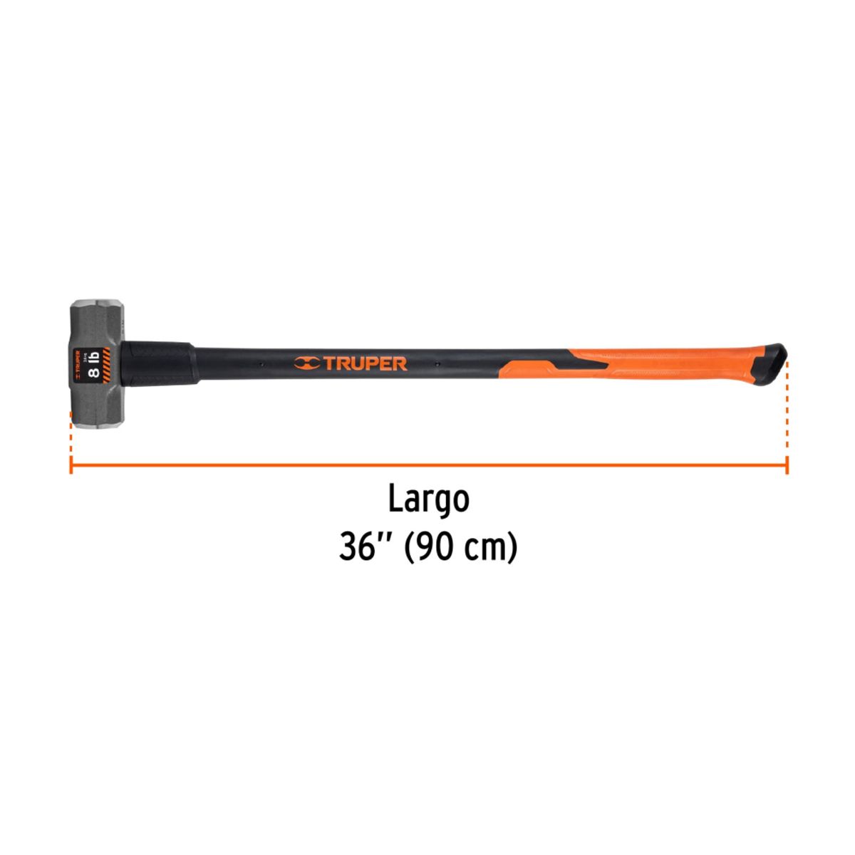 TRUPER - Comba octagonal 8 lb, mango fibra de vidrio 36 pulgadas