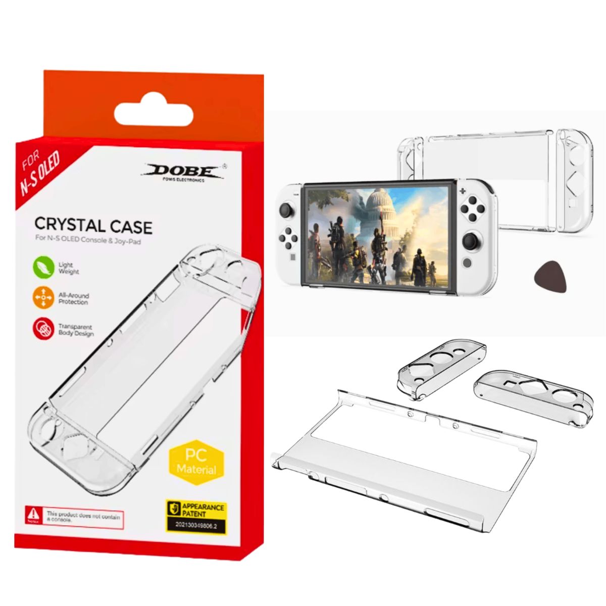 DOBE - Case Transparente Dobe TNS-1173 Para Nintendo Switch Oled  Funda Rígida Protectora Completa