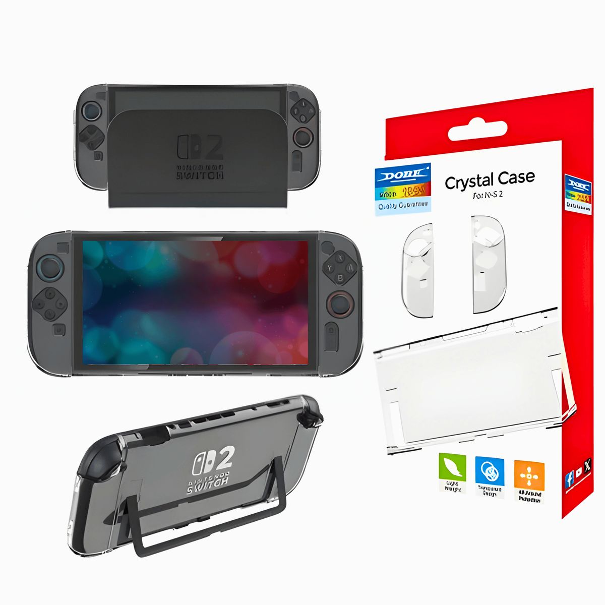 DOBE - Case Protector Transparente DOBE TNS-51120 Para Nintendo Switch 2 – Funda Rígida Protectora Completa