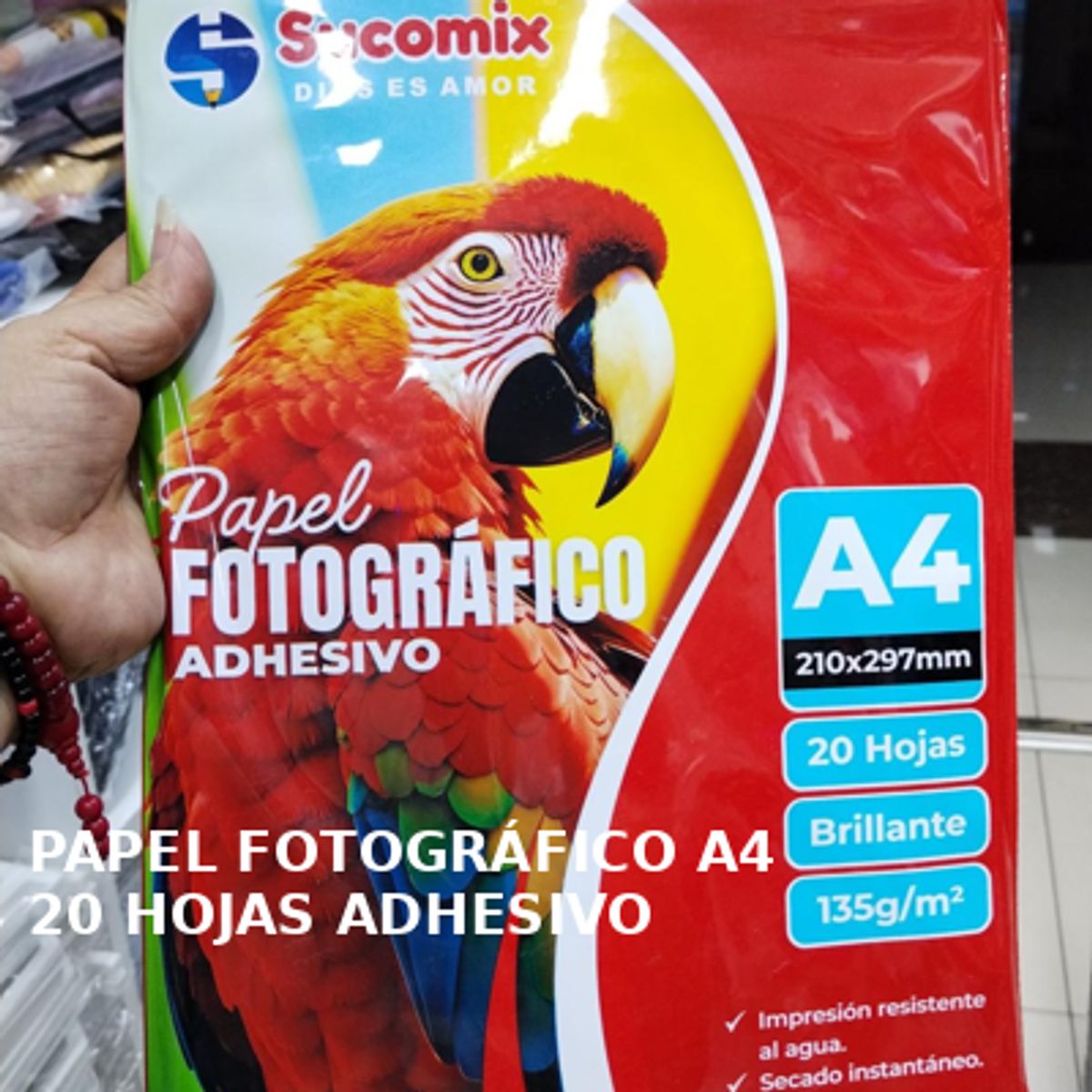GENERICO - Papel Fotográfico Brillante Adhesivo A4 135gr x 20 hojas