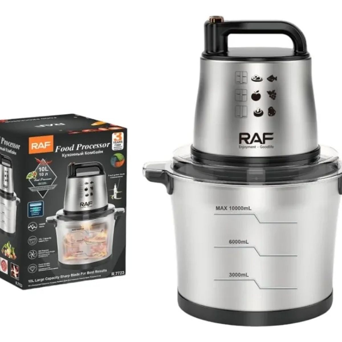 GENERICO - Picadora de Alimentos Eléctrico 10L Multifuncional Acero Inoxidable Alta Capacidad