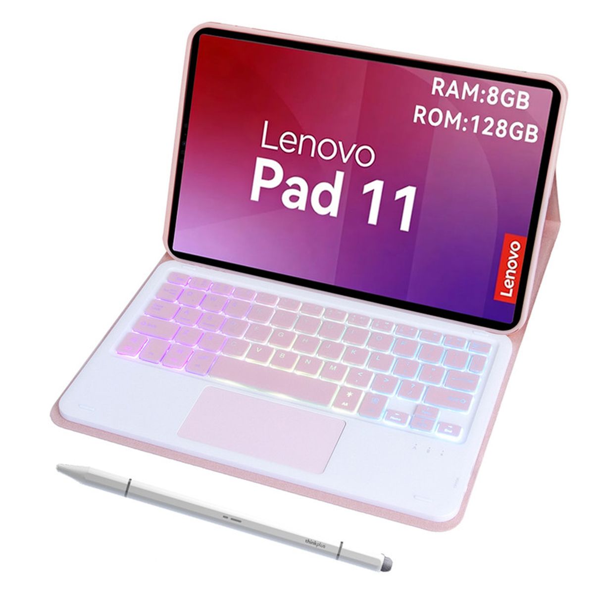 LENOVO - Tablet Lenovo  pad 11 2025 8+128GB  WIFI-Gris+Rosado luminsos teclado+Lápiz táctil Lenovo