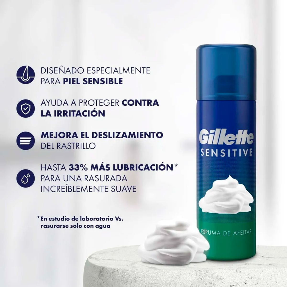 GILLETTE - Espuma de Afeitar para Piel Sensible Gillette Sensitive 56G