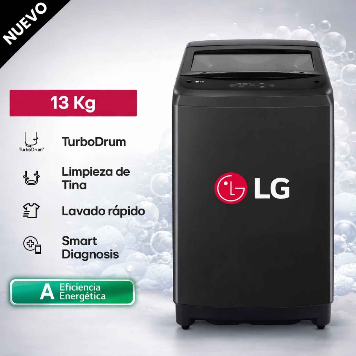 LG - Lavadora LG Carga Superior 13Kg WT13OBVTB Onyx Negro