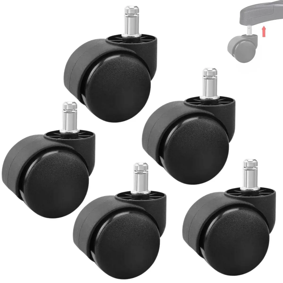 Rueda Silla Giratoria Nylon Garrucha Universal Negro x 05, marca OEM - Foto Principal