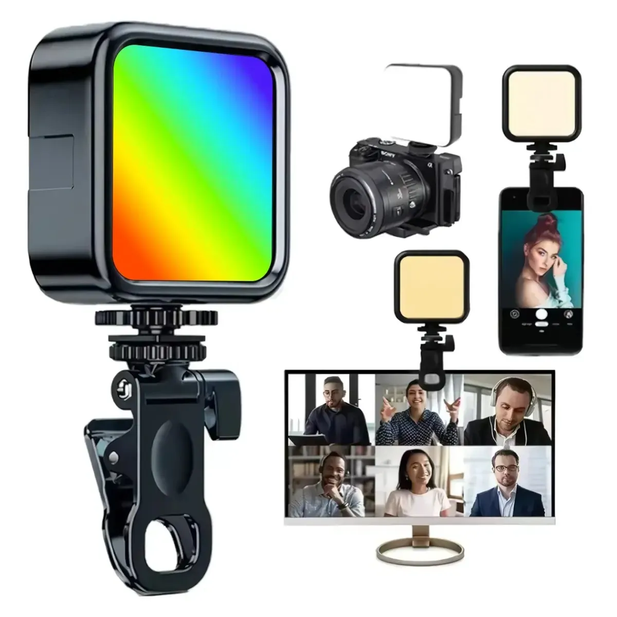 Luz LED RGB Portátil AY-83 Recargable 3000mAh Con Soporte Clip  3200K-6500K, marca OEM - Foto Principal