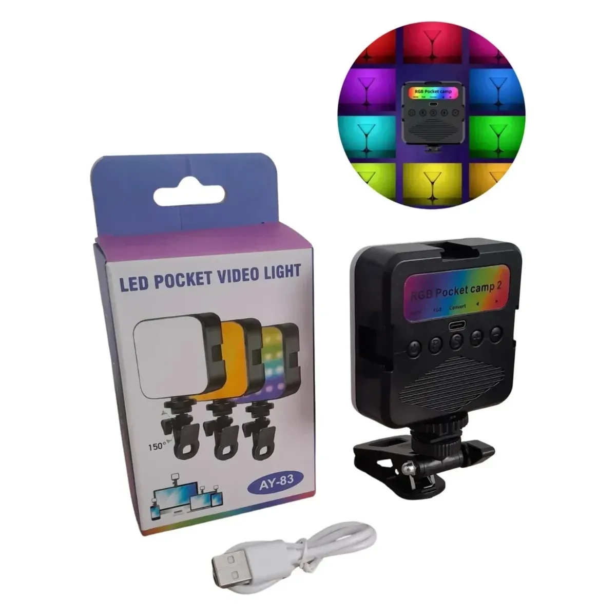 Luz LED RGB Portátil AY-83 Recargable 3000mAh Con Soporte Clip  3200K-6500K, marca OEM - Foto 2