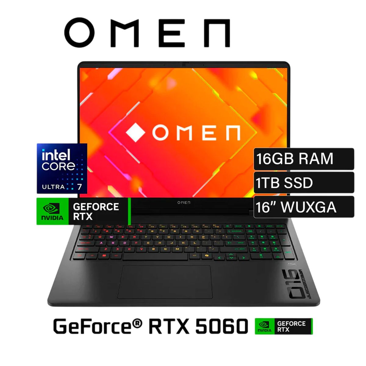 HP - Laptop Hp Omen 16-AM0073DX Intel Core Ultra 7-255H 16GB 1TB SSD RTX 5060 8GB W11 Home