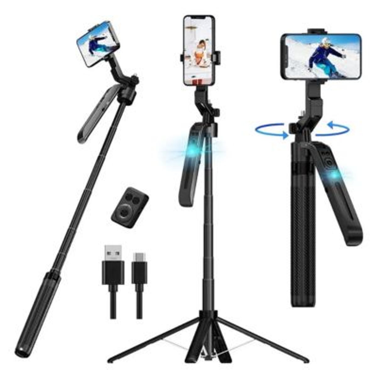 GENERICO - TRÍPODE 360° CON SENSOR DE MOVIMIENTO 1.9 METROS -