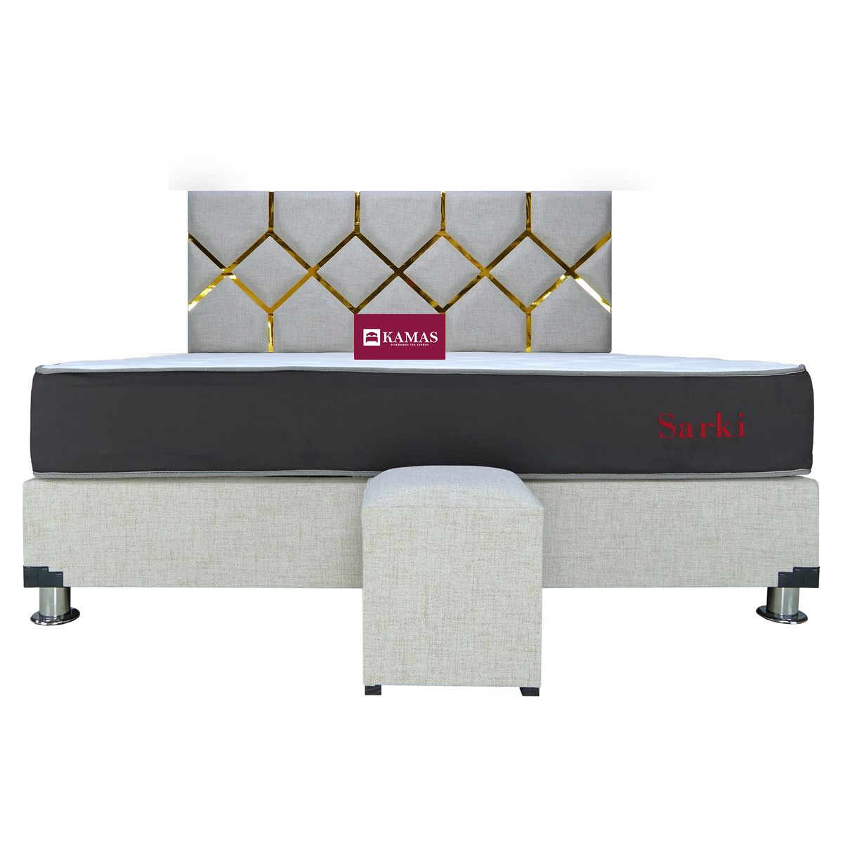 KAMAS - DORMITORIO KING SARKI KING + CABECERA AEREA TORTUN - BLANCO