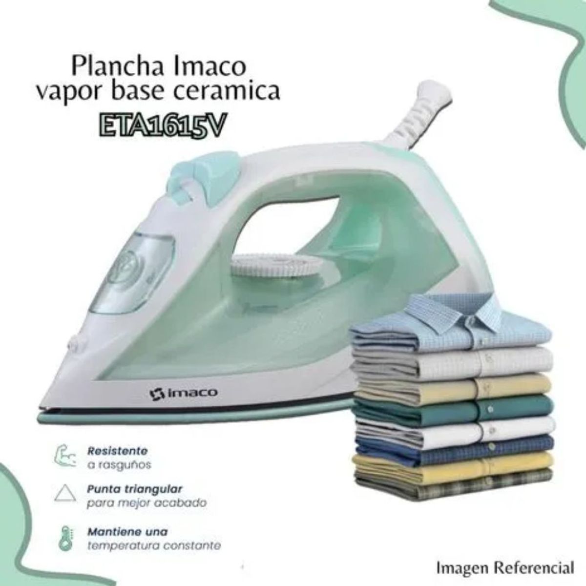 IMACO - Plancha Vapor Base Ceramica Cverde Imaco Eta1615v Verde Claro