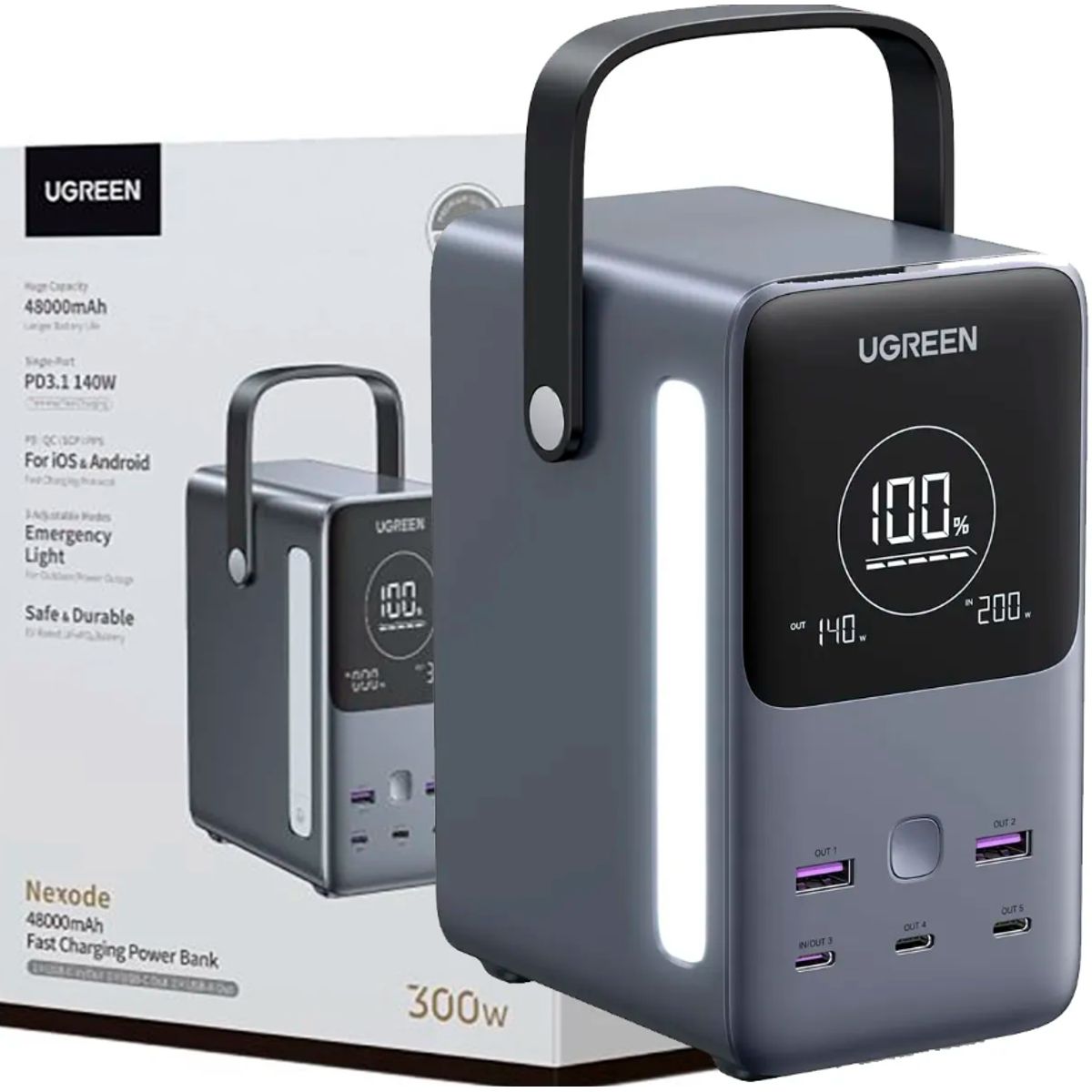 UGREEN - Ugreen Nexode Power Bank 48000mAh 300W Gris Carga Rapida PB770