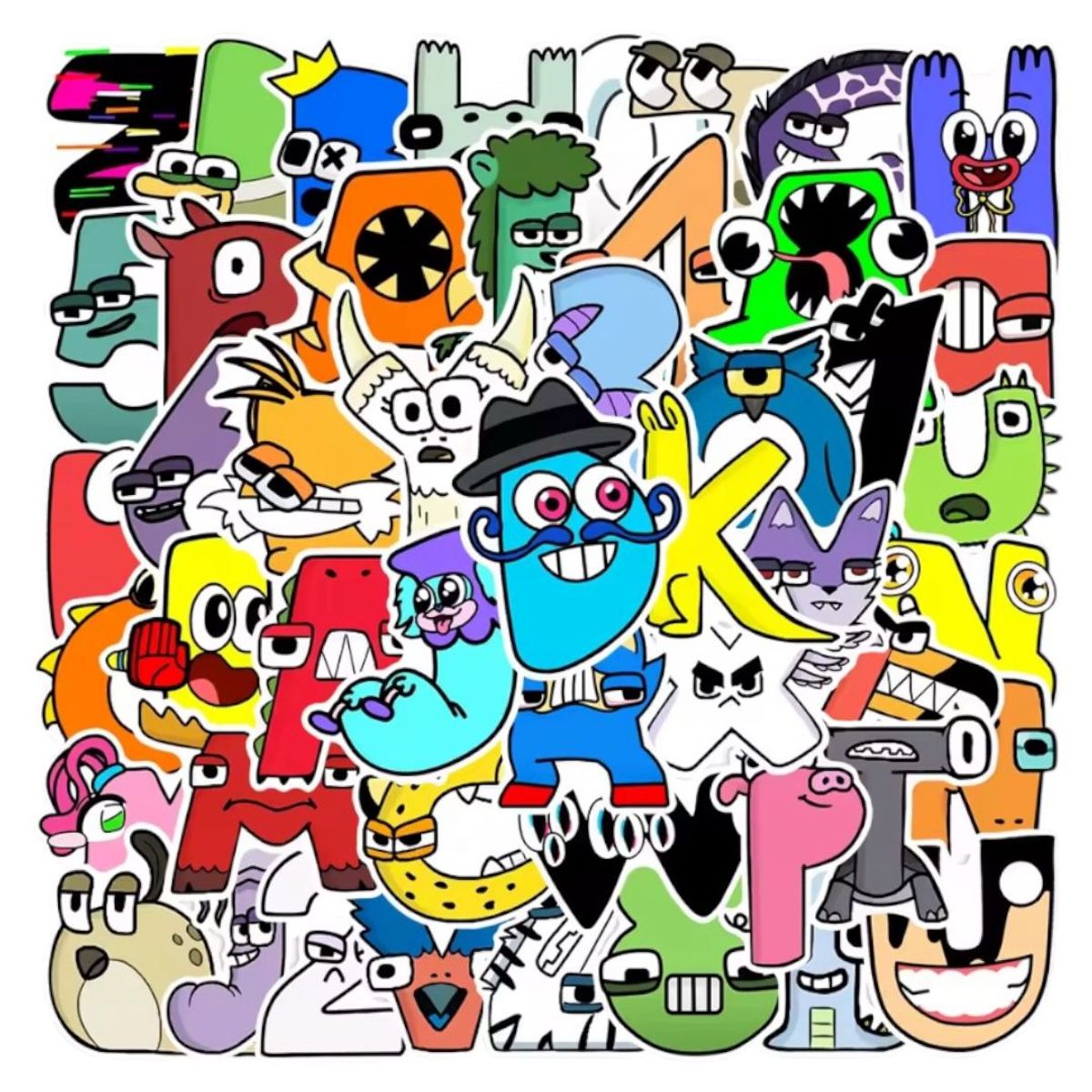 GENERICO - pack 50 stickers impermeables alfabeto