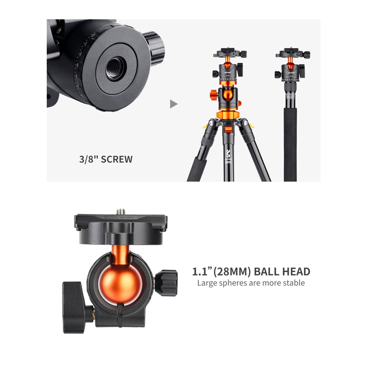 K&F CONCEPT - Tripode K&F Concept KF09.090V1 - SA254T2T254A4+BH-28L