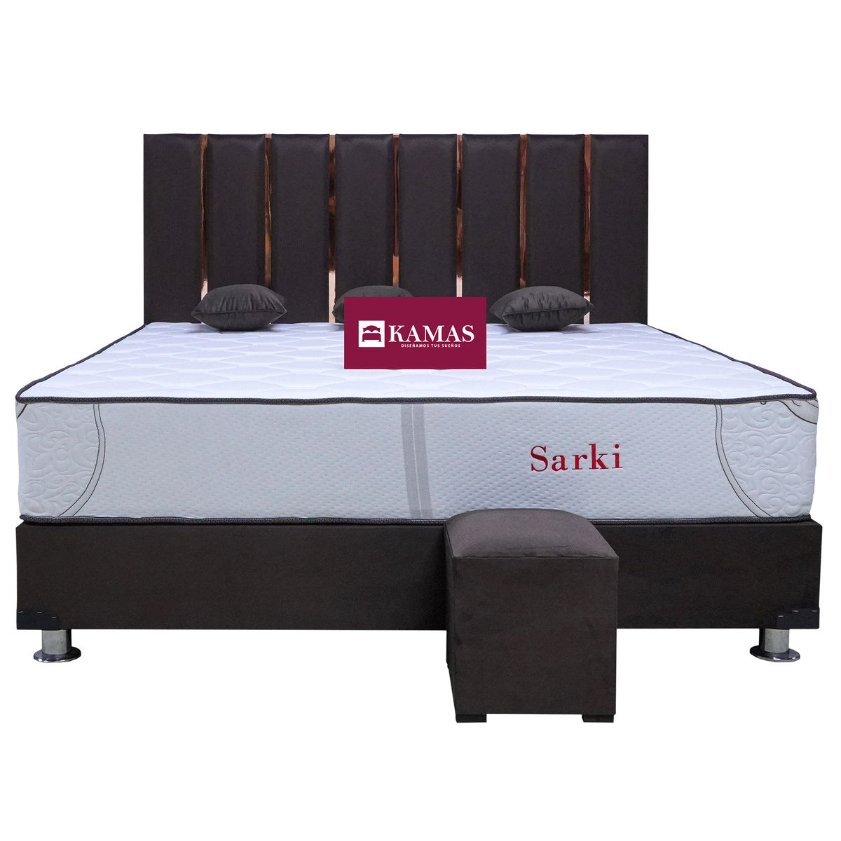 KAMAS - DORMITORIO KAMAS KING SARKI + CABECERA AEREA WELO - CHOCOLATE