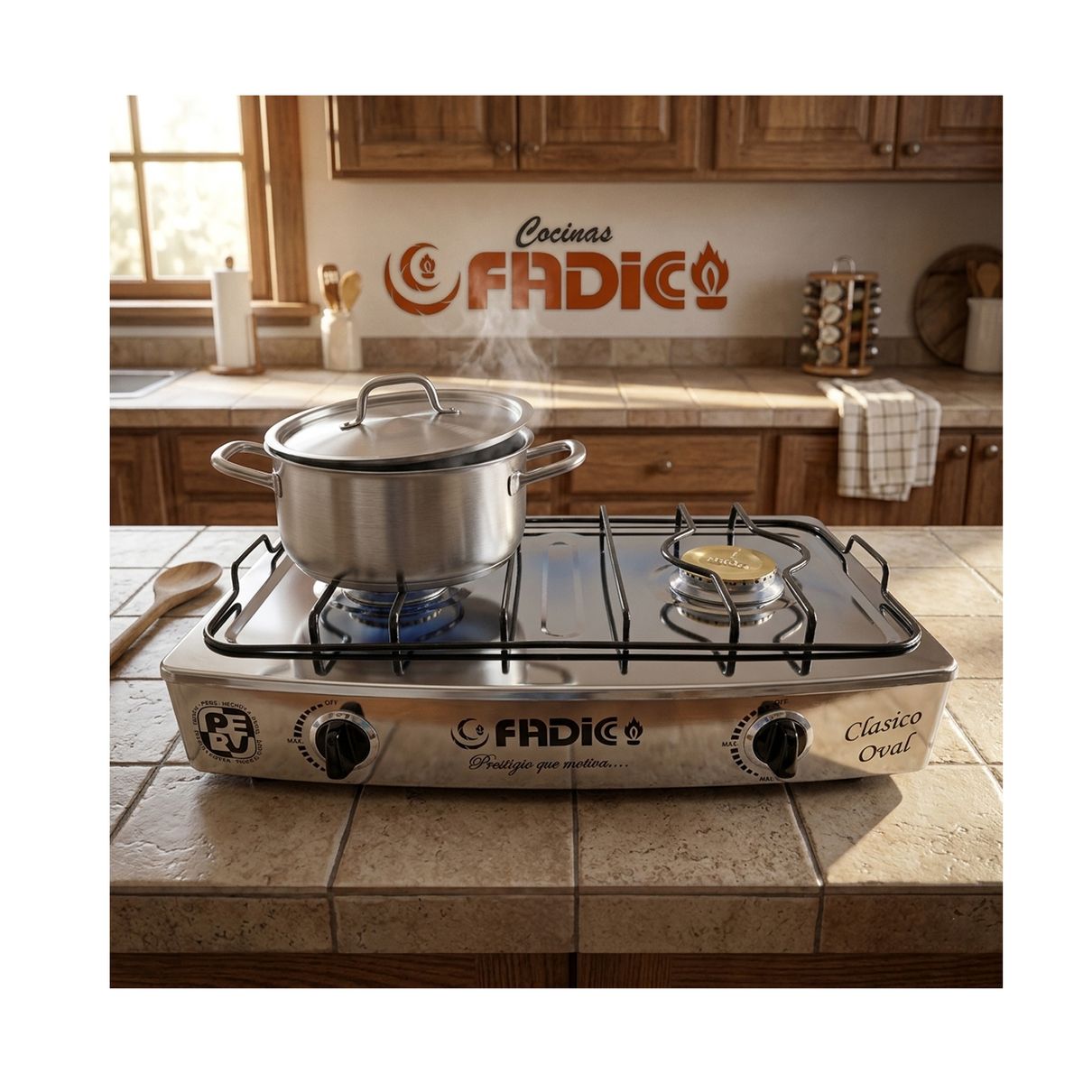 FADIC - Cocina de Mesa Fadic Clásico Oval 2 Hornillas Acero