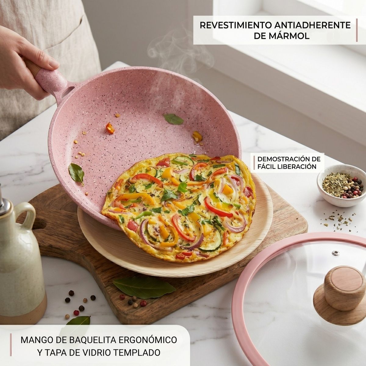ALEMANGRUNF - Sartén AlemanGrunf 24cm con Revestimiento Marmolado Rosa