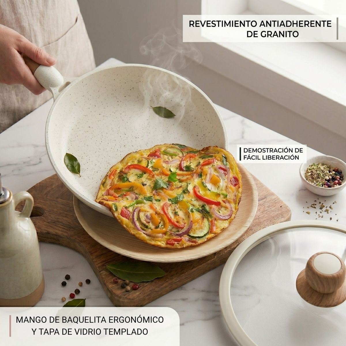 ALEMANGRUNF - Sartén AlemanGrunf 24cm con Revestimiento Marmolado Crema