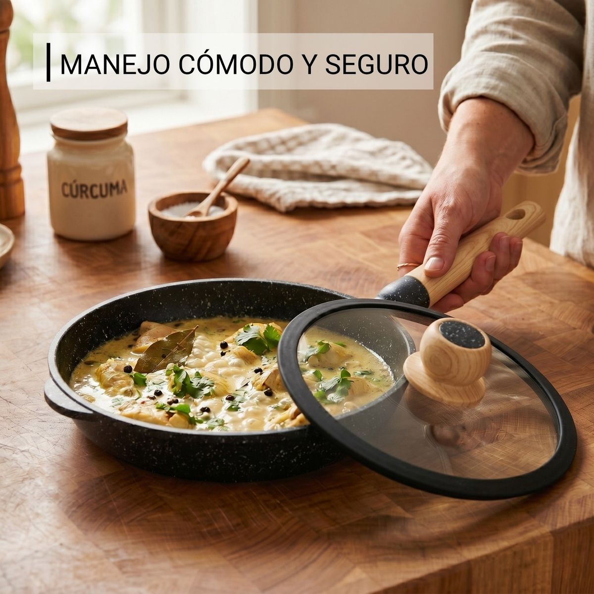 ALEMANGRUNF - Sartén AlemanGrunf 24cm con Revestimiento Marmolado Negro