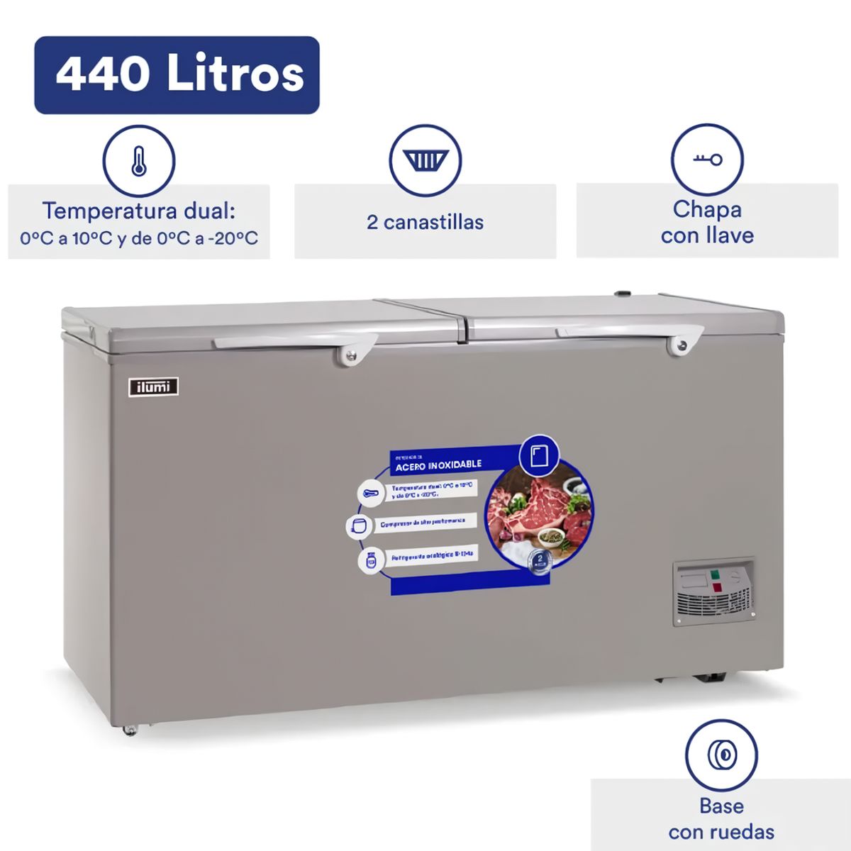 ILUMI - Congeladora Dual Ilumi 440 Litros TFI-4402 Gris