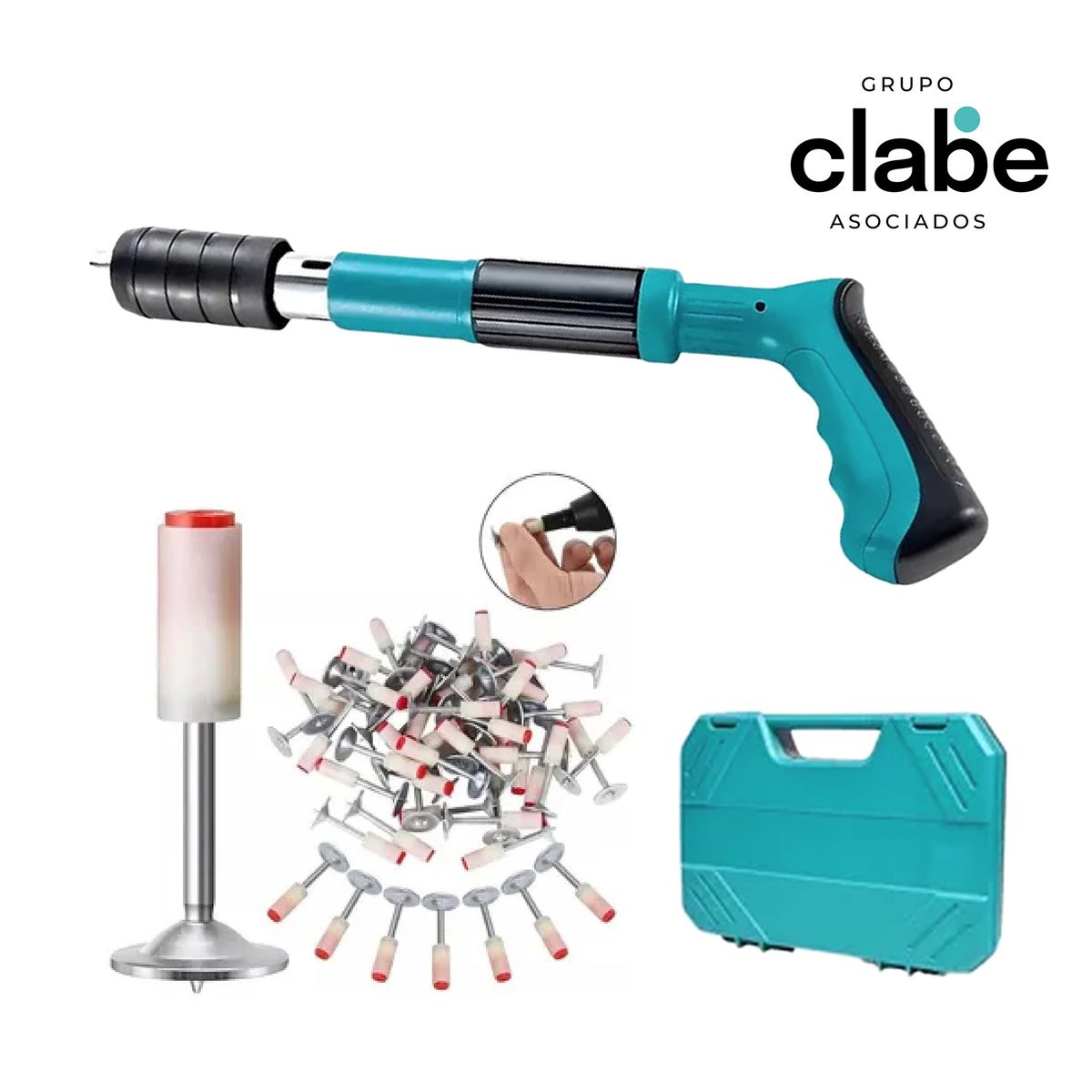 GENERICO - PISTOLA FIJACION PARA CLAVOS FULMINANTES + 50 CLAVOS FULMINANTES+ MALETIN Y ACC