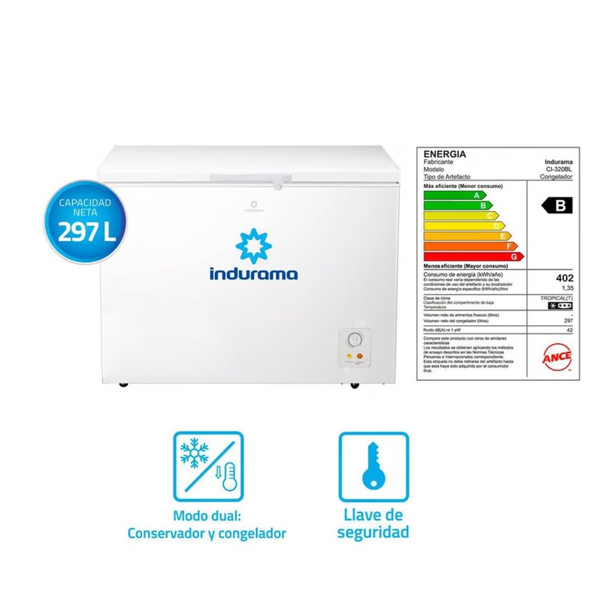INDURAMA - Congeladora 297Lt Indurama Ci-320Bl - Blanco