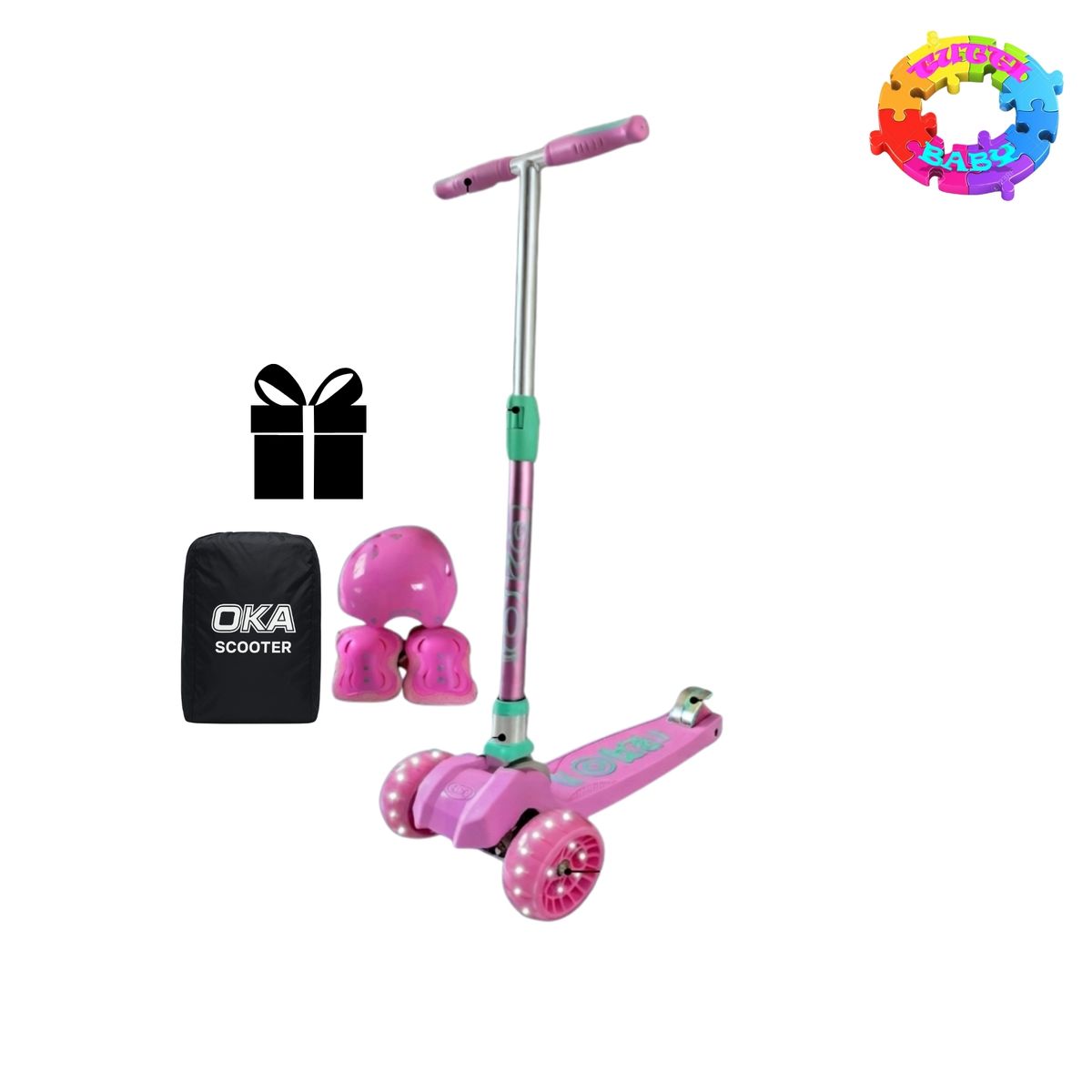 OKA - SCOOTER MAXI OKA EQUIPADO CON CASCO, CODERA Y RODILLERA