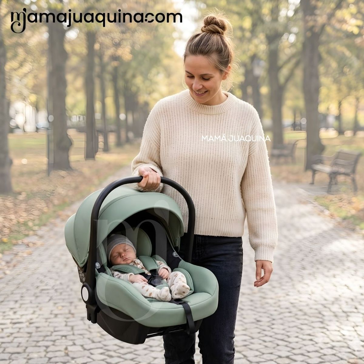 Baby - Coche Moisés Travel System «HELEN MIX» con Porta Bebé Green