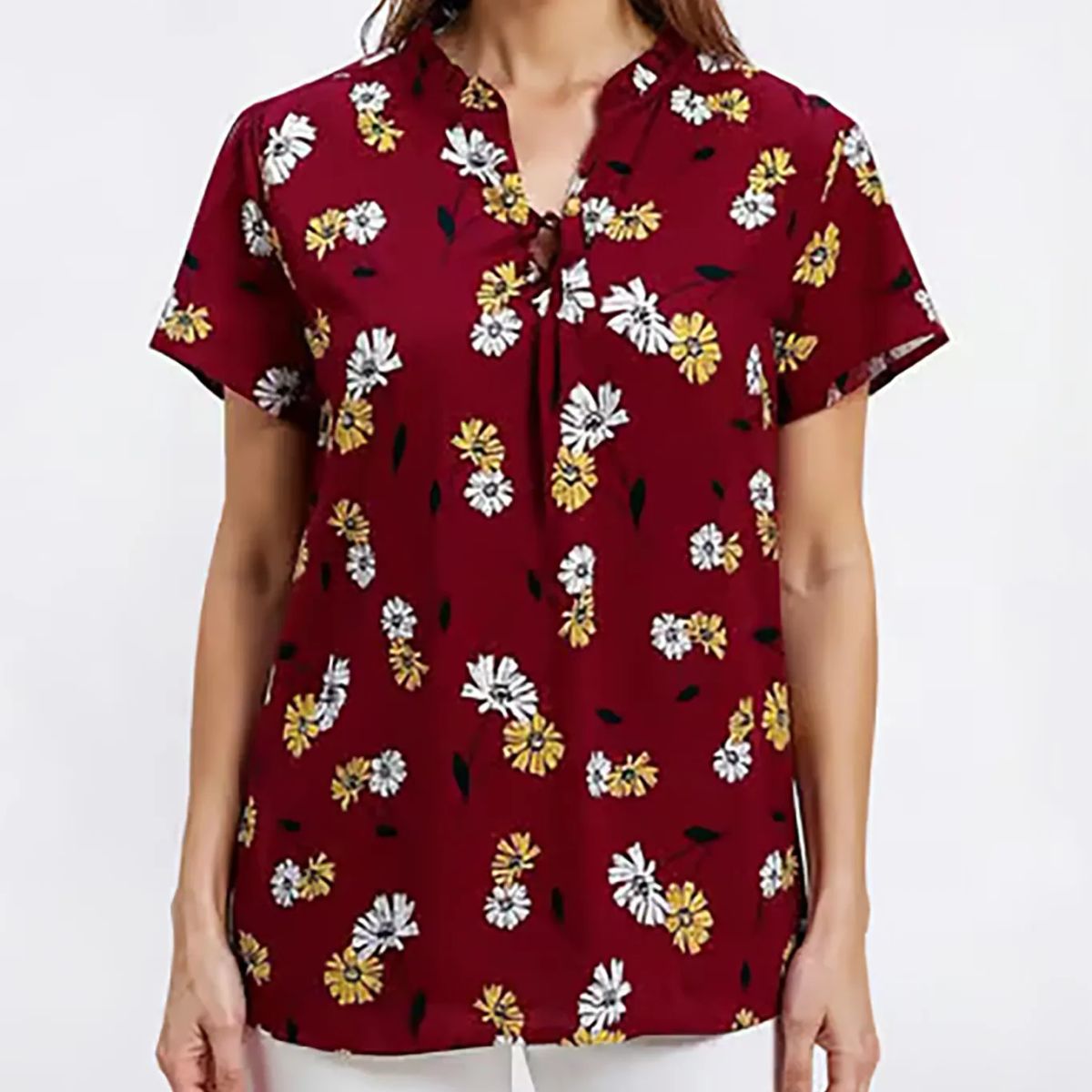 TOMMY HILFIGER - Blusa con lazo frontal y volantes TH