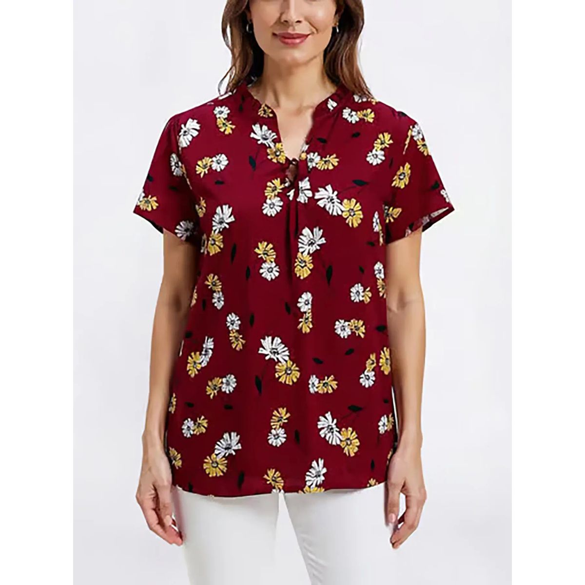 TOMMY HILFIGER - Blusa con lazo frontal y volantes TH
