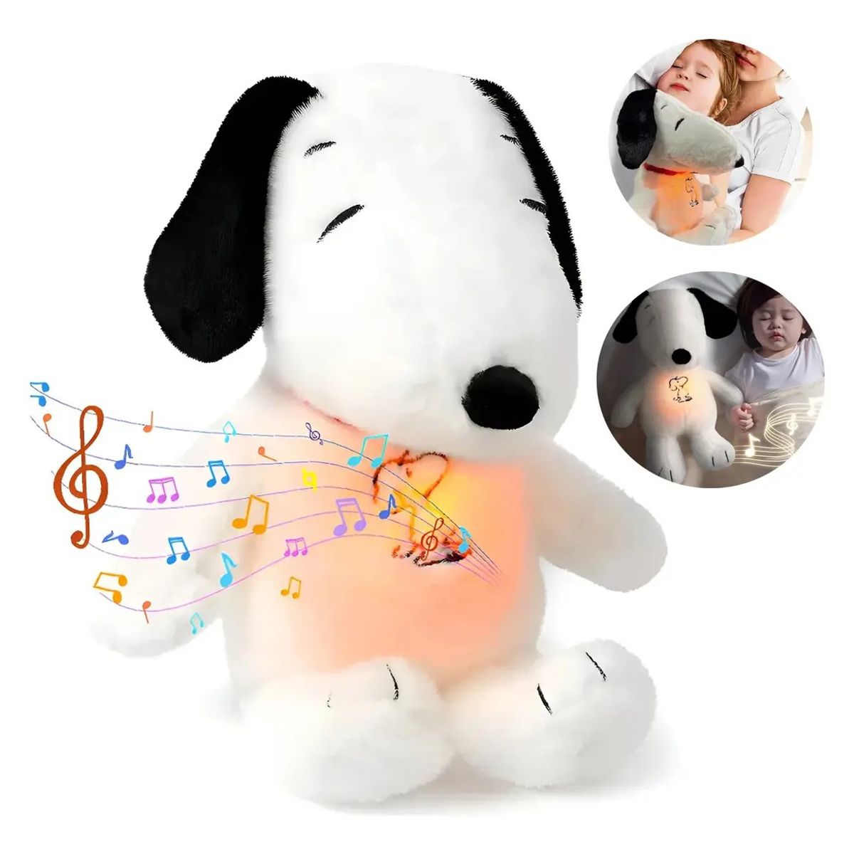 GENERICO - Peluche Snoopy Con Respiración Realista Y Música Iluminada Para Dormir Ajustables En Cuatro Modos