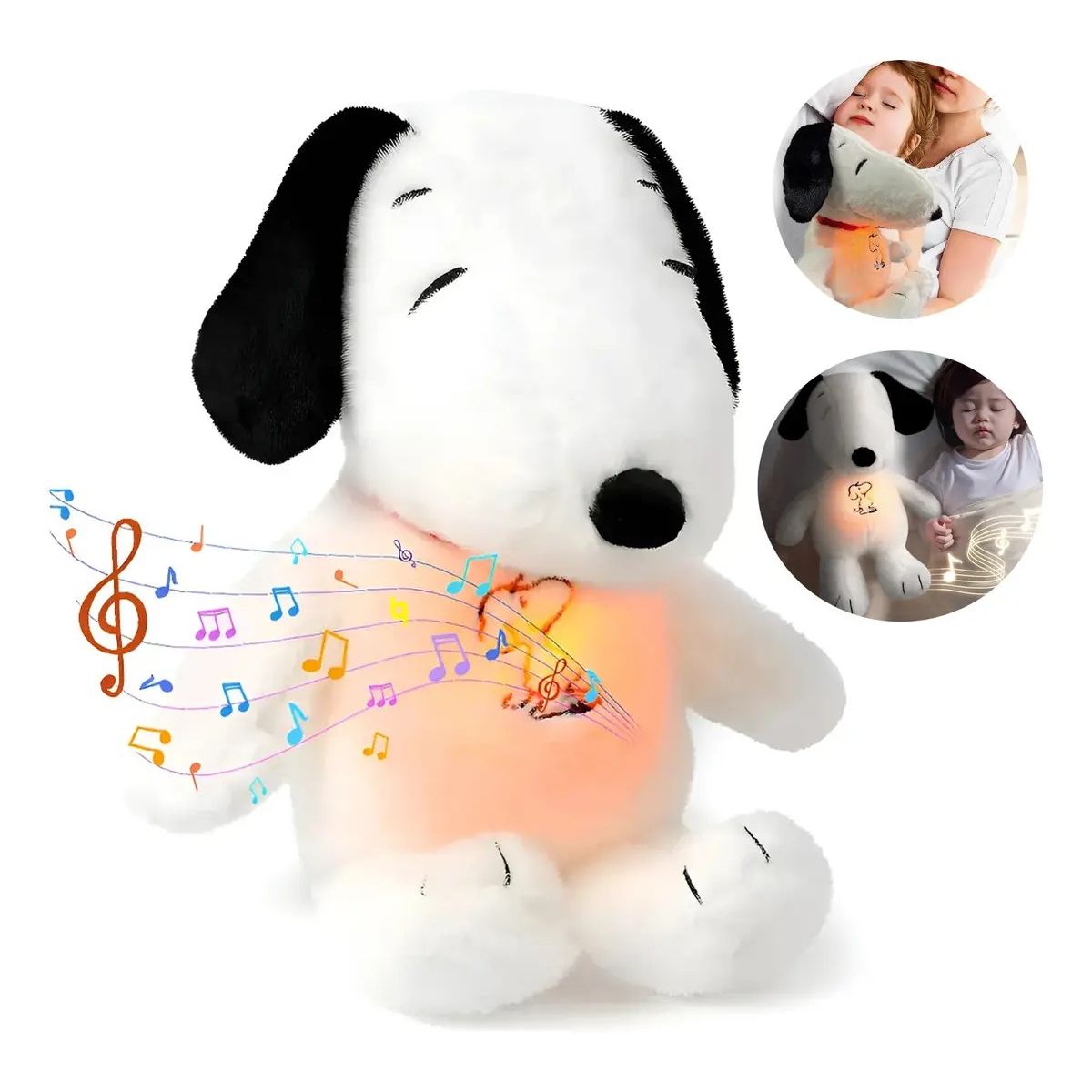 GENERICO - Peluche Snoopy Con Respiración Realista Y Música Iluminada Para Dormir Ajustables En Cuatro Modos