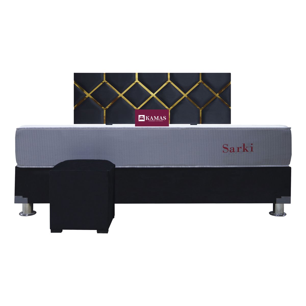 KAMAS - DORMITORIO KAMAS KING SARKI + CABECERA AEREA TORTUN - NEGRO