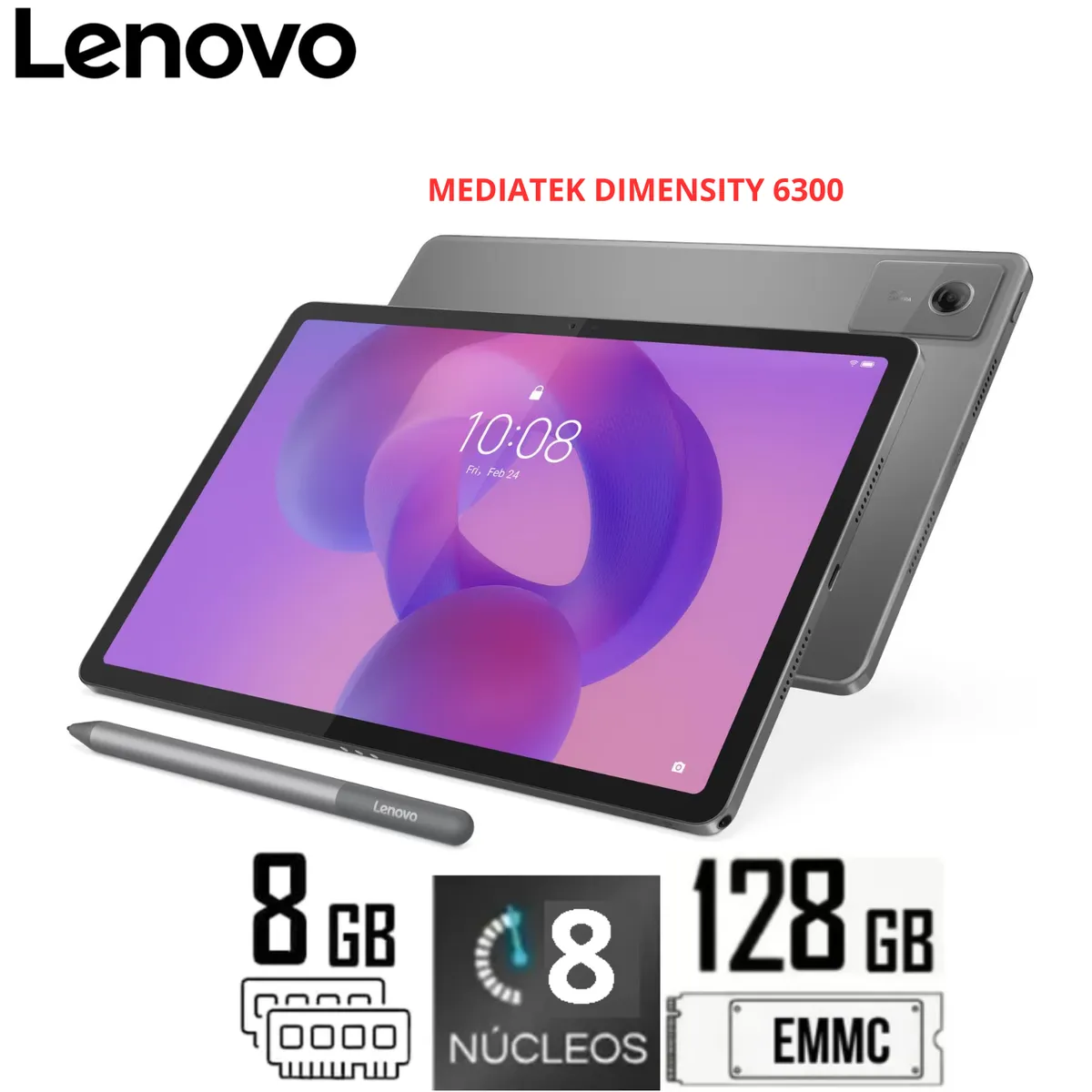 LENOVO - TABLET LENOVO IDEA TAB MEDIATEK DIMENSITY 6300 128GB  8GB DDR4 RAM 11 2.5K  Incluye Pen  ZAFR0928US