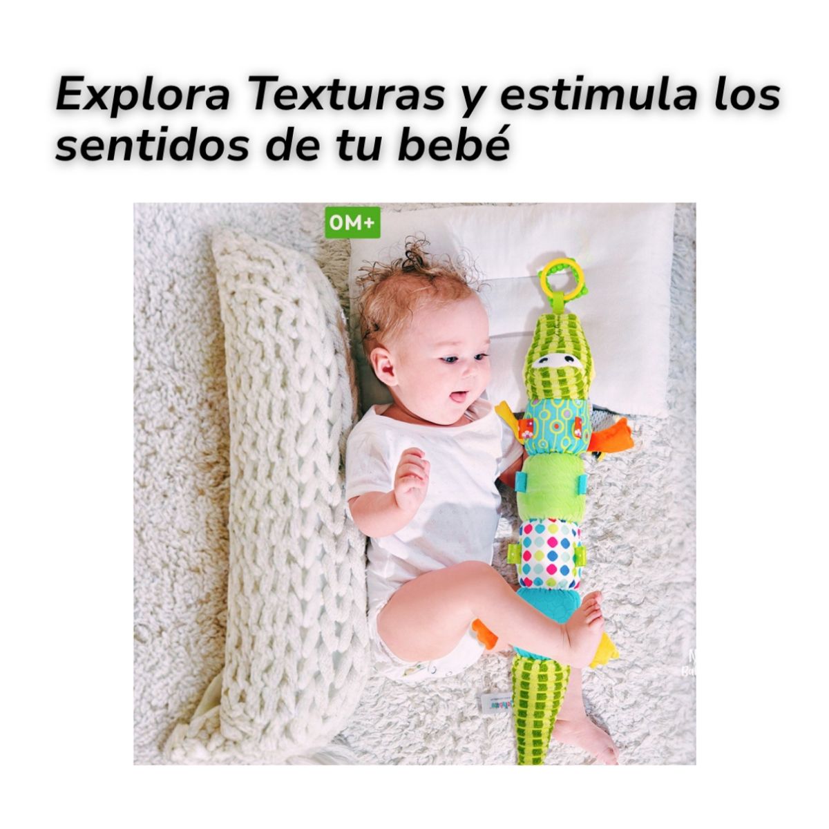 JOLLYBABY - Peluche Sensorial para Bebé 0-12 Meses  Cocodrilo Sonajero con Sonidos y Texturas